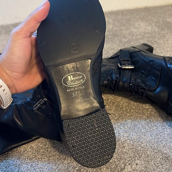 Browns Couture Black Leather Over-the-Knee Boots, Size 7, Made in Italy - Picture 4 of 4